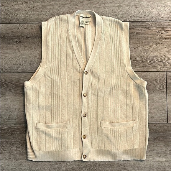Eddie Bauer Men's Cream Button-Up Vest m - Picture 2 of 4